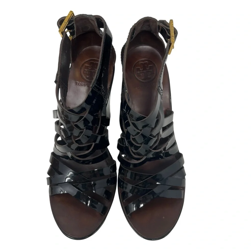 Tory Burch Black Patent Leather Wedges